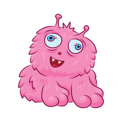 Unusual cute monster. Fictional quirky character.