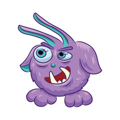 Unusual cute monster. Fictional quirky character.