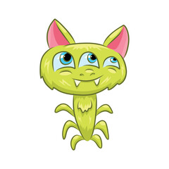 Unusual cute monster. Fictional quirky character.