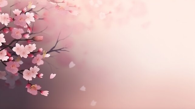 sakura background with empty copy space, generative AI