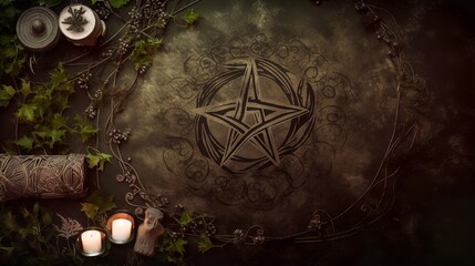 wicca oltaire background with empty copyspace, generative AI