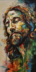 Representation of Jesus Christ in abstract art. Generative AI