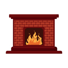 Vector illustrator of Home fireplace with fire.