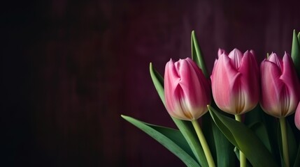 Fototapeta premium tulips background with empty copyspace Colorful background or banner for a flower shop, garden or anything plant related, generative AI