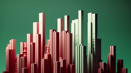 The Economy in Color: Skyscrapers Represented as Stock Market Bars