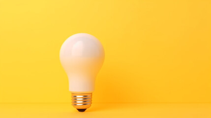 Glowing light bulb isolated on a bright yellow background ai generative
