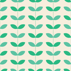 Green seamless floral pattern - geometric vintage design. Abstract trendy nature background. Textile endless print