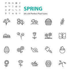 set of spring icons, natural, summer, flower,