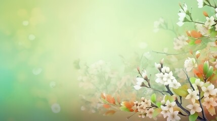 Plakat spring themed background illustration with empty copyspace, generative AI