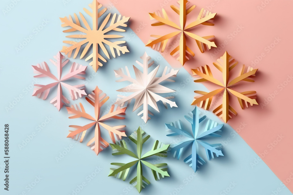 Poster pastel snowflake pattern - ai generated.