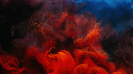 Color smoke. Paint water splash. Fire flame. Cosmic stardust. Red blue glowing glitter vapor...