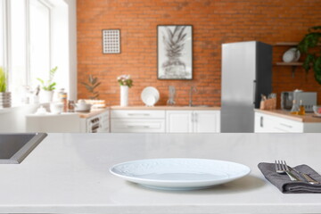 modern kitchen with table