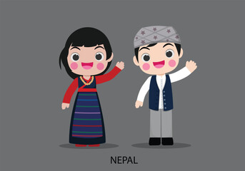 Nepal in national dress vector illustrationa