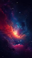 Obraz premium Abstract outer space endless nebula galaxy background. Large view of a colorful dark nebula in space. Cosmic background with bright shining stars, galaxies, and a deep universe. Generative ai