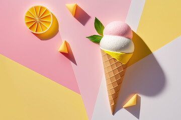 Summer concept of ice creams with pastel vibe pattern - AI generated