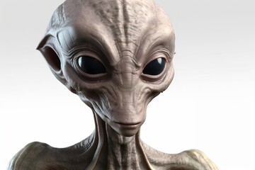 Grey Alien on a White Background, Generative ai