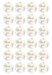 A set of round stickers Thank you. Isolated vector illustration. Round template for gift sets, envelopes, boxes. Addition to the postcard and present.