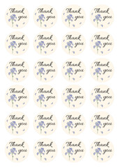 A set of round stickers Thank you. Isolated vector illustration. Round template for gift sets, envelopes, boxes. Addition to the postcard and present.