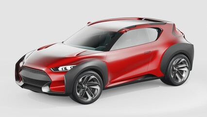 3D rendering of a brand-less generic SUV concept car in studio environment