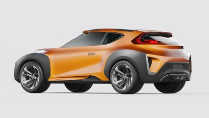 Fototapeta na wymiar 3D rendering of a brand-less generic SUV concept car in studio environment