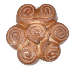 Morning rolls isolated on a white background, top view