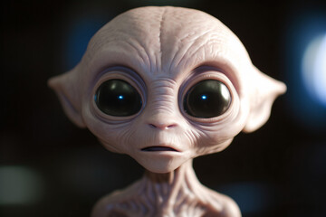 cute alien with big eyes, created with generative ai technology. 