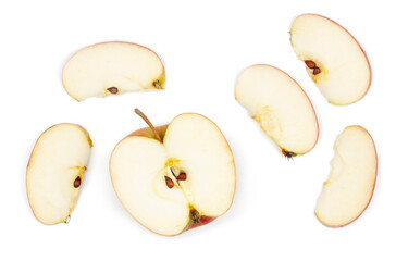 Naklejka na ściany i meble Apple slices isolated on a white background, top view