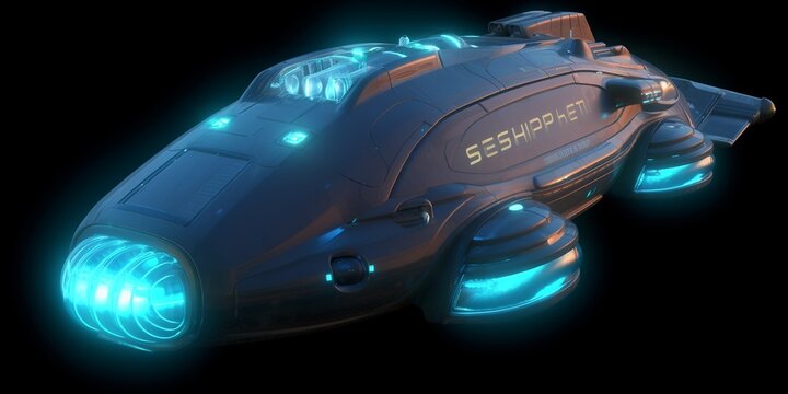 Raumschiff Transporter im All, ai generativ