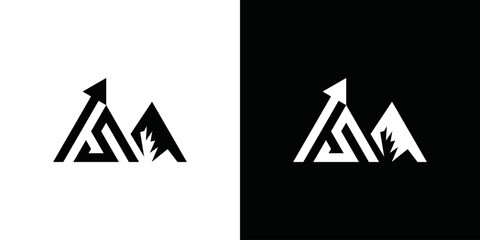mountain finance icon vector illustration logo design letter S and creative arrow