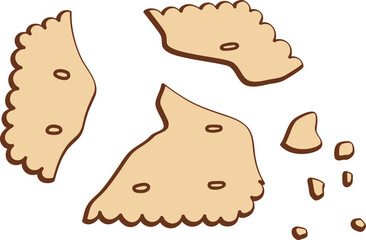 Cute cookie biscuit cheese cracker broken hexagon clip art illustration