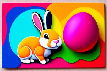 Graphic representation of Bunny Easter Eggs Toy Bricks. Generative AI. 