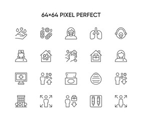 Coronavirus Protection Related Vector Line Icons. Contains such Icon