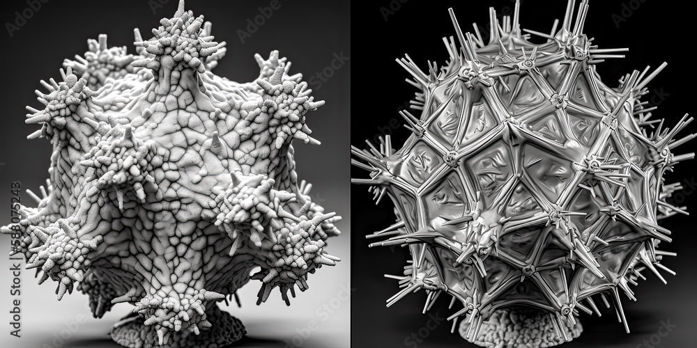 Aufkleber magnified view of a mysterious object reveals intricate details of its structure - generative ai.