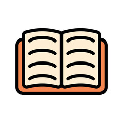 Illustration vector graphic icon of Opened Book. Filled Line Style Icon. Education Themed Icon. Vector illustration isolated on white background. Perfect for website or application design.