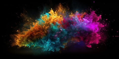 Plakat Digitale Holicolor Farbexplosion in allen Farben, sehr schöner Hintergrund für Drucksachen, ai generativ