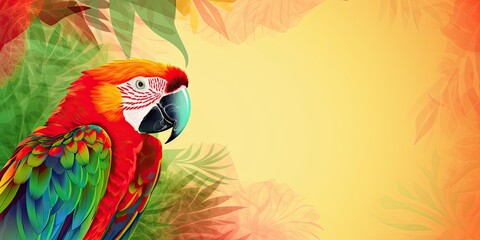 Colorful background with tropical birds - generative AI Art