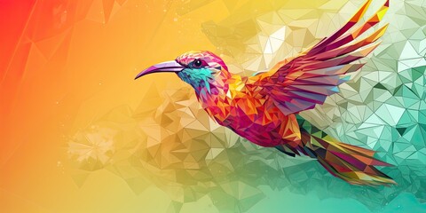 Technical drawing of colorful background with tropical birds - generative AI Art