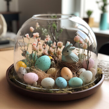 Farbenfrohe Osterdekoration, Minuatur Osterhase