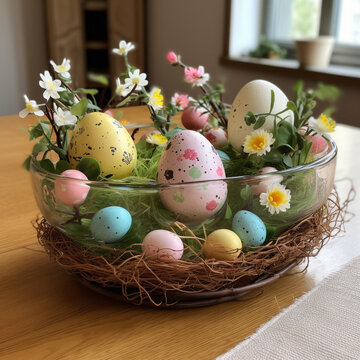 Farbenfrohe Osterdekoration, Ostereier