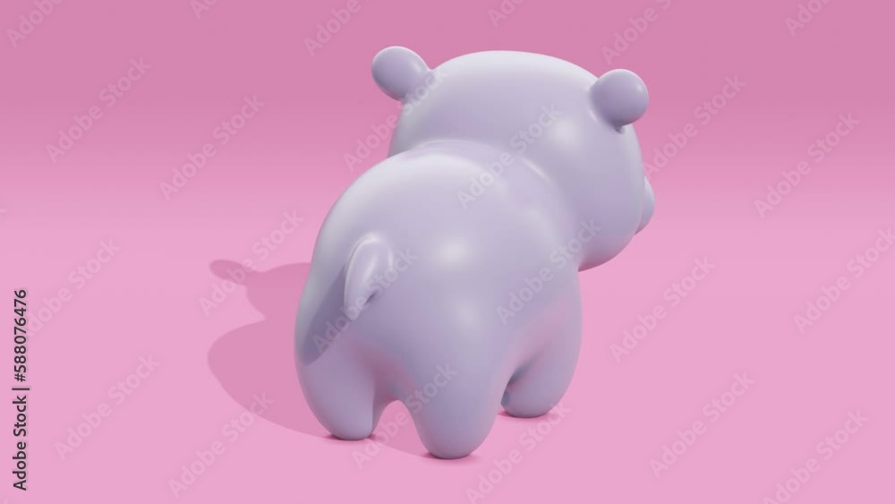 Poster cute little hippo. abstract loop animation