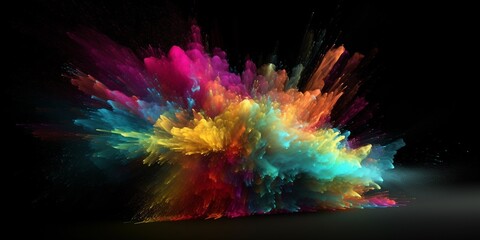 Digitale Holicolor Farbexplosion in allen Farben, sehr schöner Hintergrund für Drucksachen, ai generativ