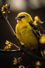Singvogel Feldsperling sitzt auf Baum Ast, Vogel in der Natur im Fr&uuml;hling Nahaufnahme, ai generativ