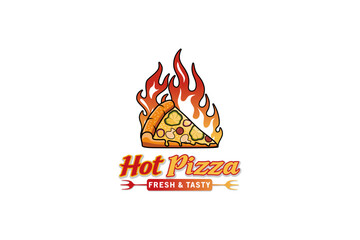 Modern vector abstract fire pizza logo design
