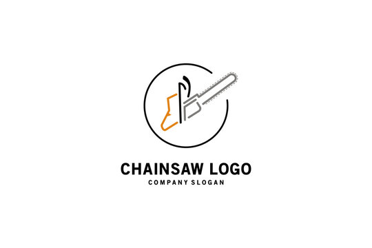 Simple modern chainsaw logo design with creative lines concept