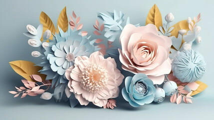 Obraz na płótnie Canvas Beautiful bouquet, floral arrangement, isolated clip art. Generative Ai