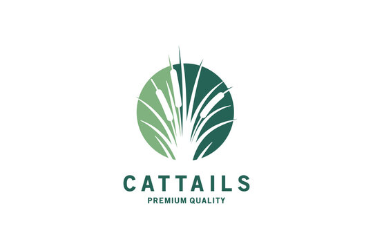 Cattail icon logo design with simple modern abstract negative space