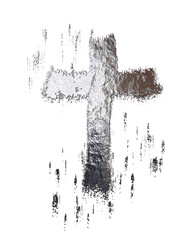 cross painted with drops of metallic paint dripping jesus christ