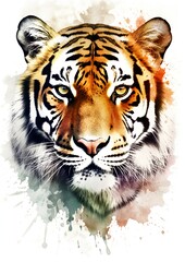 Colorful colorpainted tiger (Generative AI, Generativ, KI)
