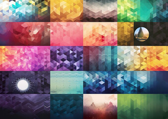 Colorful background and wallpaper set with interesting shapes and shapes.Pack set of colorful backgrounds for business card or flyer. AI generated illustration.