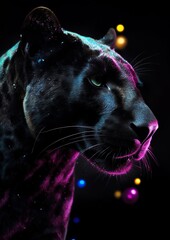 Realistic colorful black panther (Generative AI, Generativ, KI)